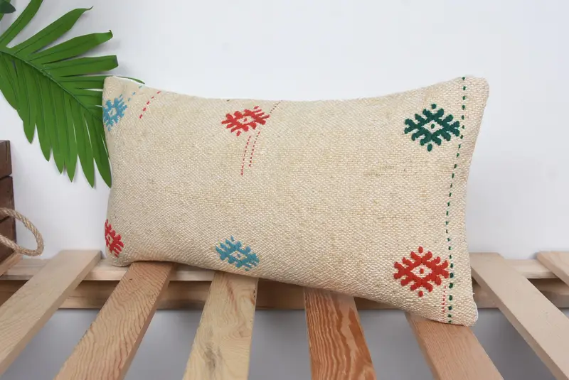 Outdoor Bolster Pillow, Seat Pillow Case, Boho Pillow, Kilim Pillow, 8x16 Beige Pillow Cover, Aztec Pillow Case, Turkish Kilim Pillow, Cushion - 5