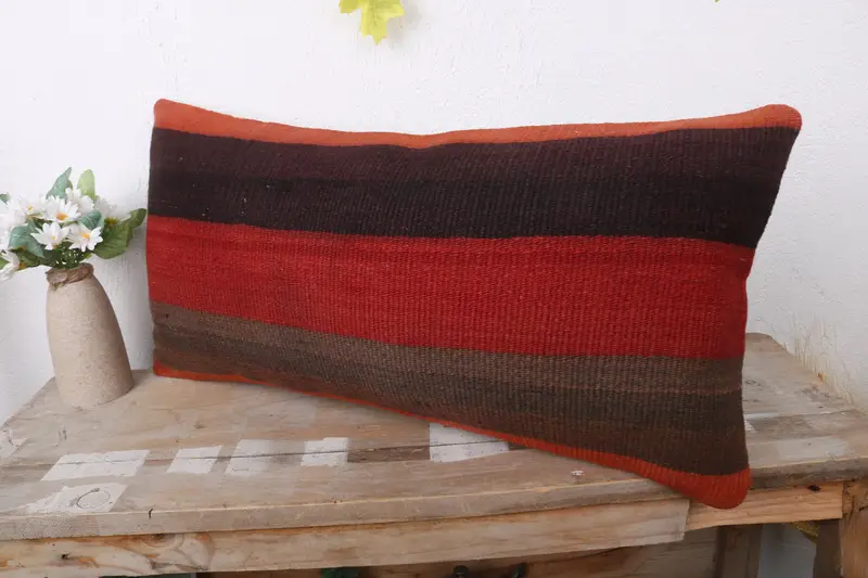 Vintage Pillow, Bohemian Cushion Cushion, Pillow for Sofa, 12x24 Red Cushion, Boho Pillow Sham Cover, Pillow Cover, Bolster Throw Pillow - 4