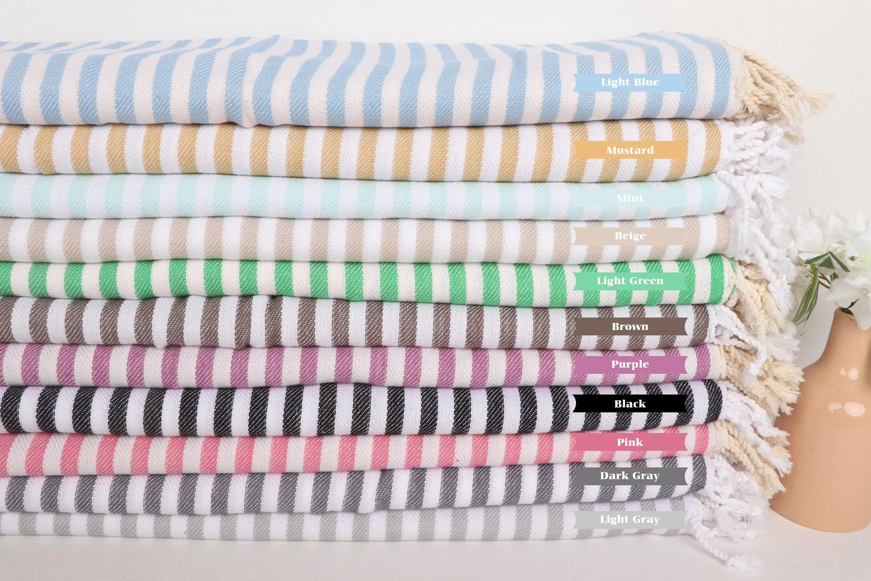Bachelorette Gifts, Striped Cotton Blanket, 103x75 Inches - 1