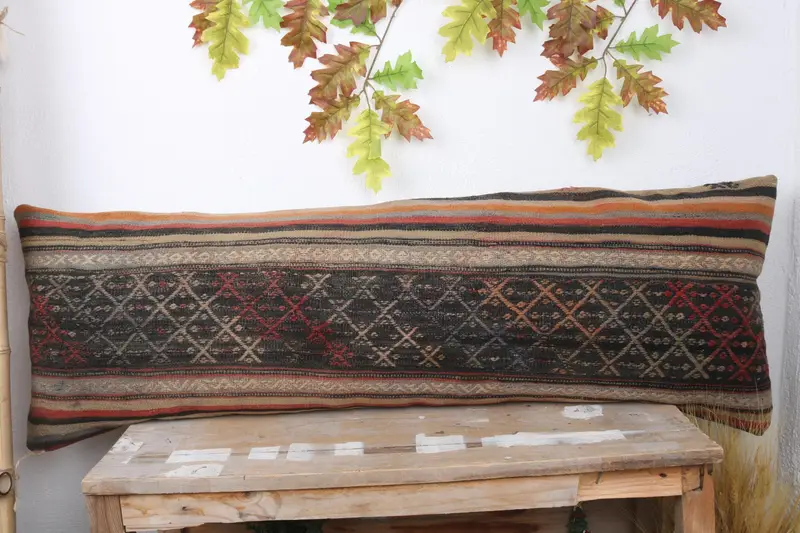 Customized Cushion Cover, Pillow Cover, Kilim Pillow Cover, Turkish Rugs Pillow Sham, Gift Pillow, 16x48 Blue Pillow Cover, Vintage Kilim Pillow - 2