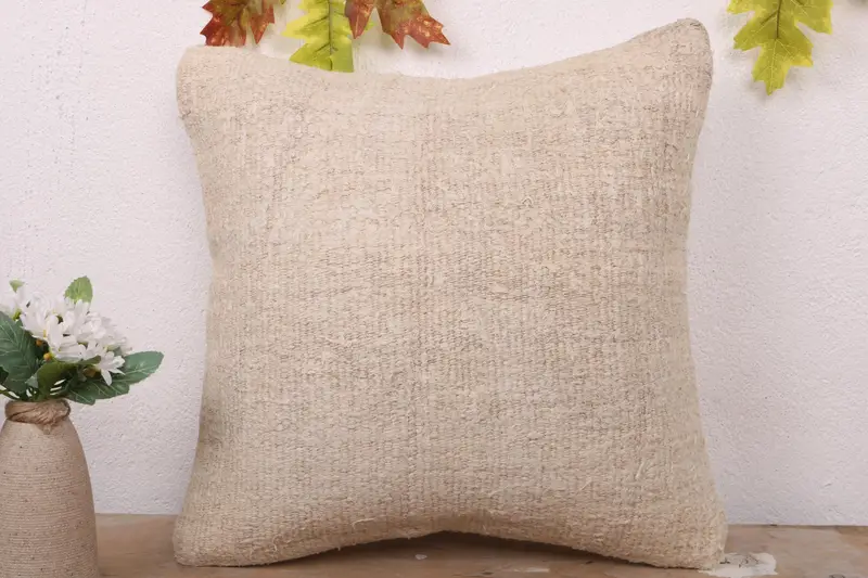 Office Chair Cushion Cover, Garden Cushion Case, 16x16 White Pillow Sham, Tribal Pillow, Pillow Sham, Kilim Pillow, Throw Kilim Pillow, Boho Pillow - 2