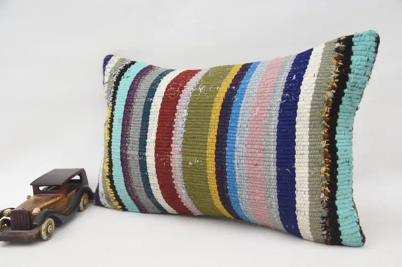 Car Pillow Case, Vintage Kilim Pillow, Kilim Pillow Cover, Pillow Case, 12x20 Blue Cushion Cover, Meditation Cushion Cover, Gift Pillow - 3