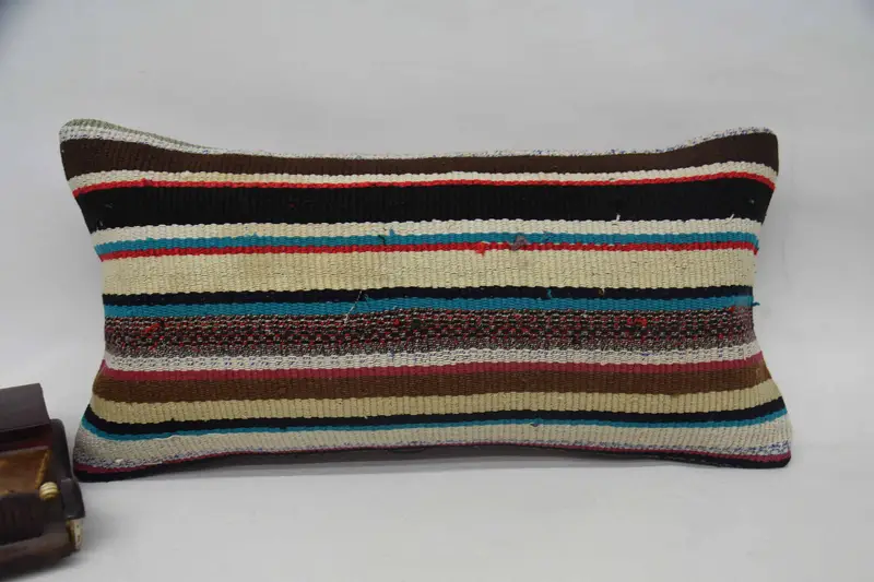 Brown Rectangle Turkish Cushion Case, Gift Striped 30x60 cm Pillow Case - 1