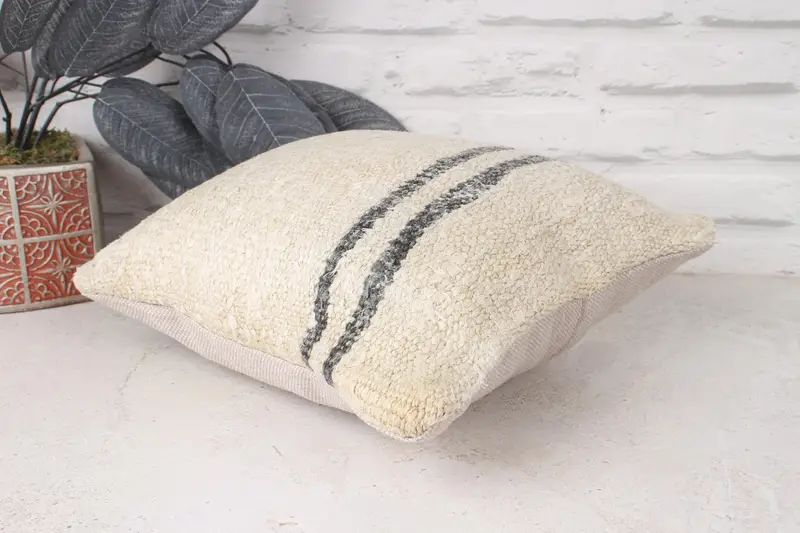12x12 White Pillow, Antique Pillows, Ethnical Kilim Rug Pillow, Pillow for Sofa, Handwoven Pillow Case, Authentic Cushion Case, Pillow Case - 6