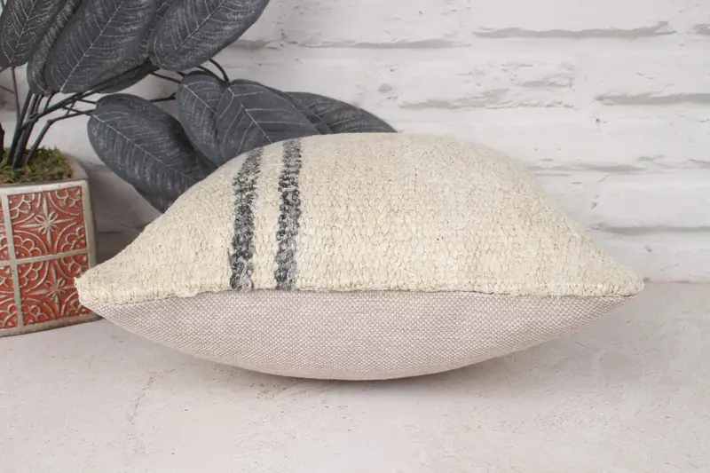 12x12 White Pillow, Antique Pillows, Ethnical Kilim Rug Pillow, Pillow for Sofa, Handwoven Pillow Case, Authentic Cushion Case, Pillow Case - 5