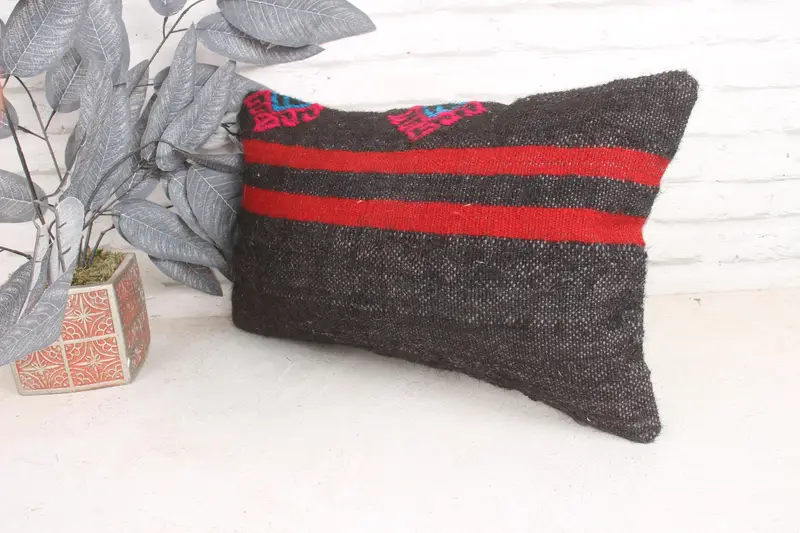 Kilim Pillow Cover, Vintage Kilim Throw Pillow, 12x20 Red Cushion Cover, Outdoor Throw Pillow Case, Throw Kilim Pillow, Cushion - 4