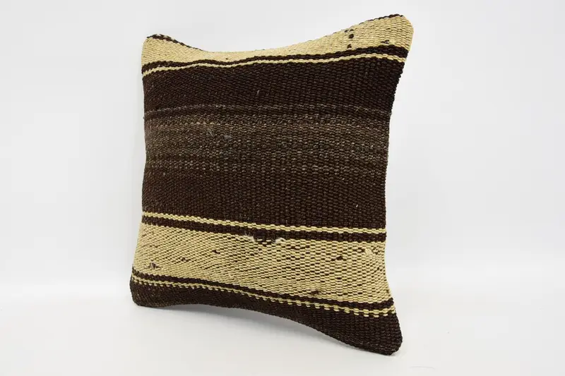 12x12 Brown Cushion, Oriental Pillow Sham, Pillow Case, Pillow for Couch, Vintage Cushion, Throw Kilim Pillow, Bed Cushion Case, Kilim Pillow Cover - 4