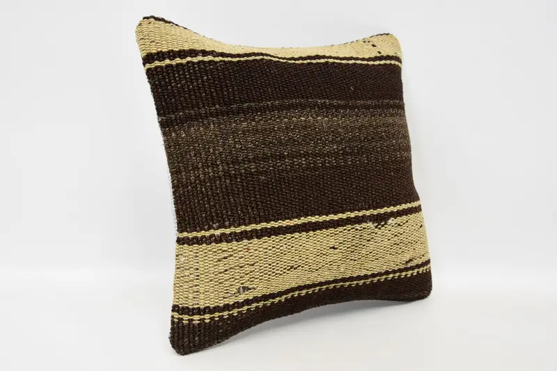 12x12 Brown Cushion, Oriental Pillow Sham, Pillow Case, Pillow for Couch, Vintage Cushion, Throw Kilim Pillow, Bed Cushion Case, Kilim Pillow Cover - 3