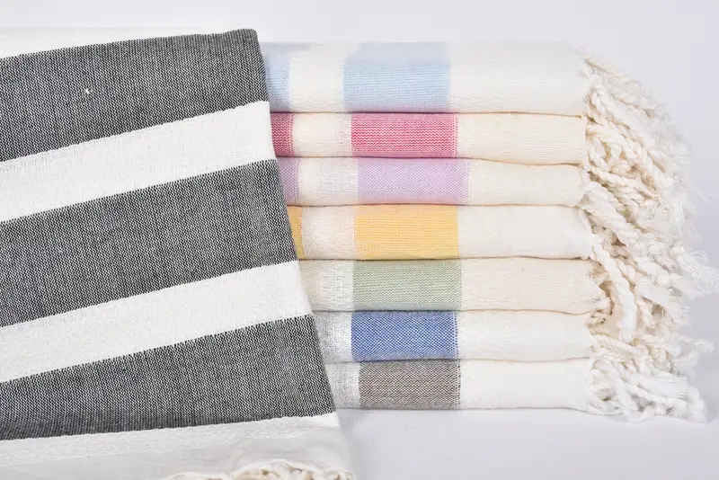 Customized Turkish Towel, Lilac Striped Organic Cotton Beach Towel, 70x38 Inches