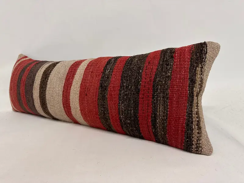 Pillow for Couch, Cotton Cushion, Patio Pillow Cover, 12x36 Red Cushion Cover, Handmade Kilim Cushion, Kilim Pillow Cover, Pillow Cover - 3