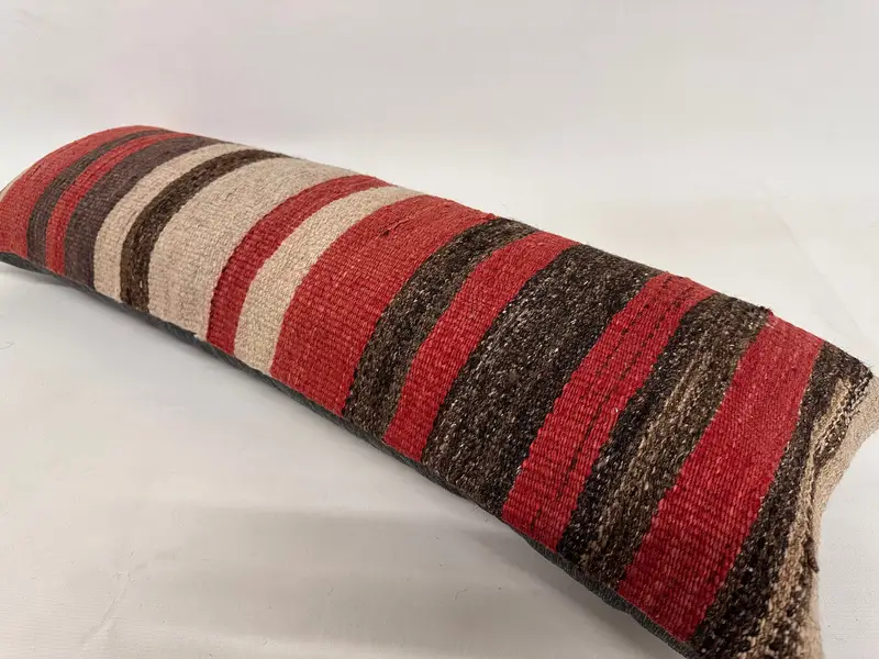 Pillow for Couch, Cotton Cushion, Patio Pillow Cover, 12x36 Red Cushion Cover, Handmade Kilim Cushion, Kilim Pillow Cover, Pillow Cover - 6