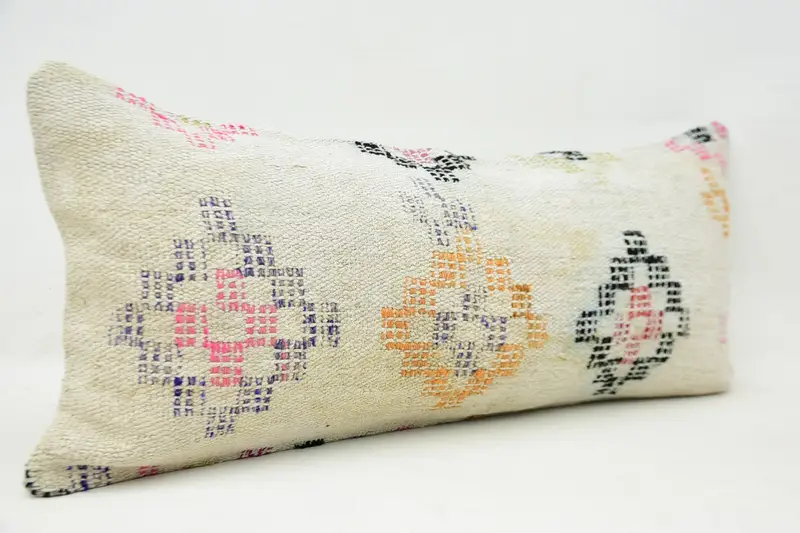Ethnical Kilim Rug Pillow, Gift Pillow, Garden Pillow Case, 16x36 White Cushion Cover, Handmade Kilim Cushion, Customized Pillow, Pillow Cover - 3