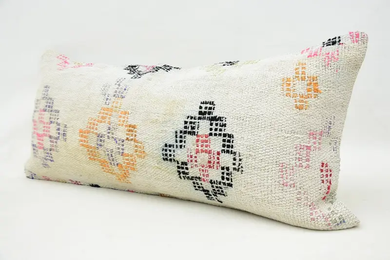 Ethnical Kilim Rug Pillow, Gift Pillow, Garden Pillow Case, 16x36 White Cushion Cover, Handmade Kilim Cushion, Customized Pillow, Pillow Cover - 5
