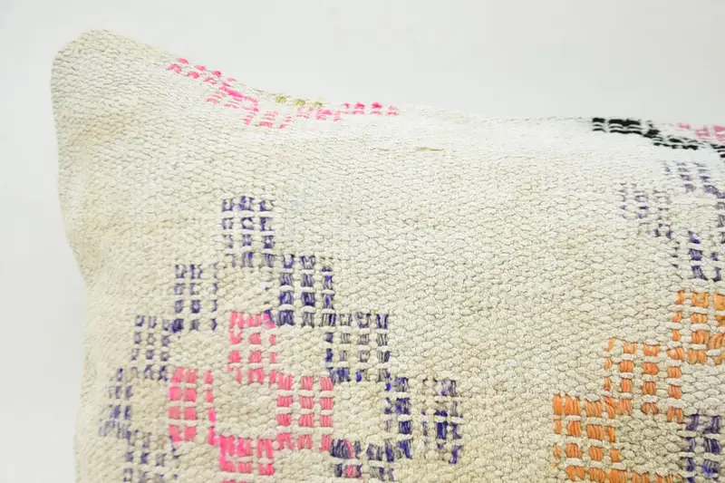 Ethnical Kilim Rug Pillow, Gift Pillow, Garden Pillow Case, 16x36 White Cushion Cover, Handmade Kilim Cushion, Customized Pillow, Pillow Cover - 2