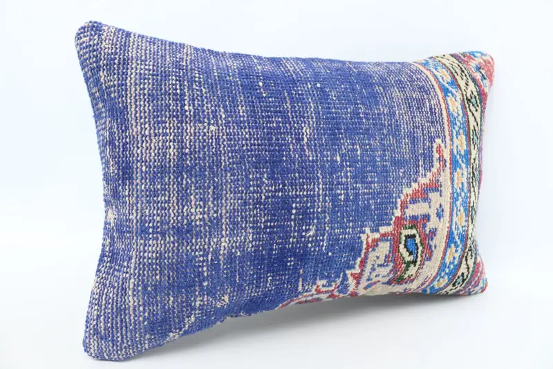 Turkish Kilim Pillow, Pillow Cover, 16x24 Blue Cushion Case, Seat Pillow, Handmade Kilim Cushion, Ethnic Pillow Cover Pillow, Gift Pillow - 3
