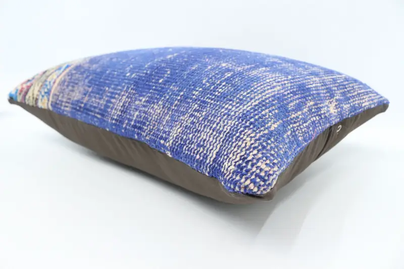 Turkish Kilim Pillow, Pillow Cover, 16x24 Blue Cushion Case, Seat Pillow, Handmade Kilim Cushion, Ethnic Pillow Cover Pillow, Gift Pillow - 6