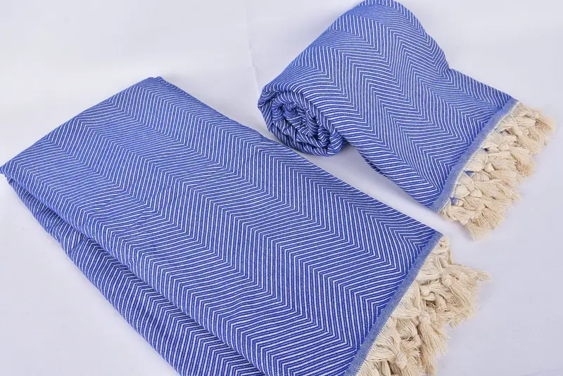 Bachelorette Gifts, Bedspread, Boho Throw Blankets, Organic Beach Blanket, First Wedding Anniversary Gift, Birthday Gift, 84x68 Cotton Zig zag Towel - 7