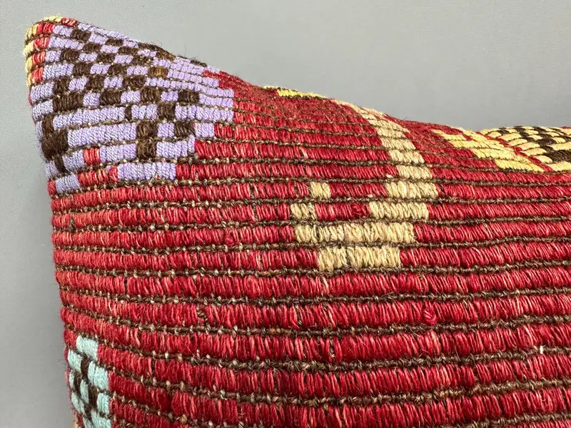 Boho Pillow, Cushion Cover, Sustainable Cushion Cover, 20x20 Red Pillow Case, Seat Cushion, Kilim Pillow, Vintage Kilim Pillow, Toss Cushion Case - 5