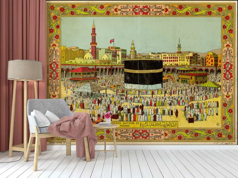 3D Printing, Kaaba Wallpaper, Muslim Wall Art, Art Deco Wallpaper, Muslim Gift Wall Poster, Accent Wall, Islamic Wall Mural, Peel and Stick, - 4