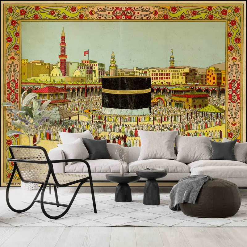 3D Printing, Kaaba Wallpaper, Muslim Wall Art, Art Deco Wallpaper, Muslim Gift Wall Poster, Accent Wall, Islamic Wall Mural, Peel and Stick, - 5
