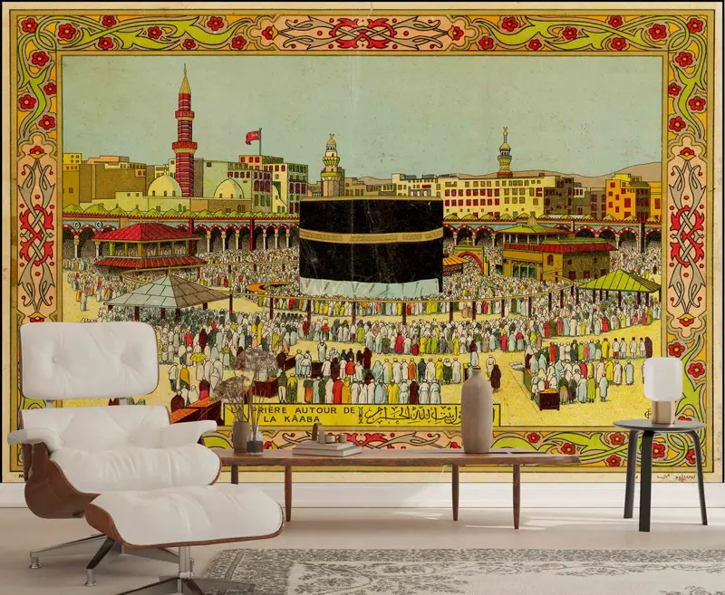 3D Printing, Kaaba Wallpaper, Muslim Wall Art, Art Deco Wallpaper, Muslim Gift Wall Poster, Accent Wall, Islamic Wall Mural, Peel and Stick, - 7