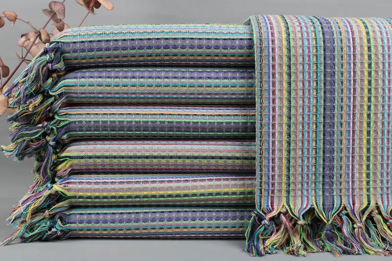 Turkish Towel Organic Waffle Peshtemal, Beige, 40x71 Inches