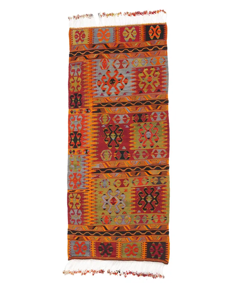 Kırmızı Soyut Halı, 3,1x7,4 ft Canlı Dekor