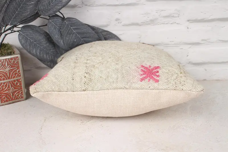 Antique Pillows, Kilim Pillow, Vintage Pillow, Toss Cushion Cover, Kilim Cushion Sham, Pillow Case, 12x12 White Cushion Case, Couch Pillow Case - 5