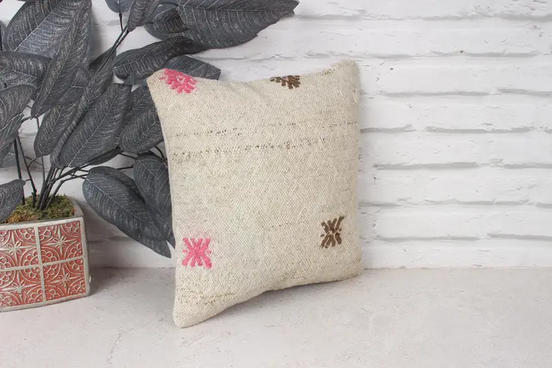 Antique Pillows, Kilim Pillow, Vintage Pillow, Toss Cushion Cover, Kilim Cushion Sham, Pillow Case, 12x12 White Cushion Case, Couch Pillow Case - 3