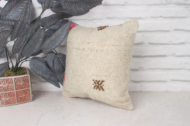 Antique Pillows, Kilim Pillow, Vintage Pillow, Toss Cushion Cover, Kilim Cushion Sham, Pillow Case, 12x12 White Cushion Case, Couch Pillow Case - 4