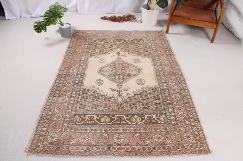 Bronze Beige Check Rug, 135x192 cm Elegant Flooring