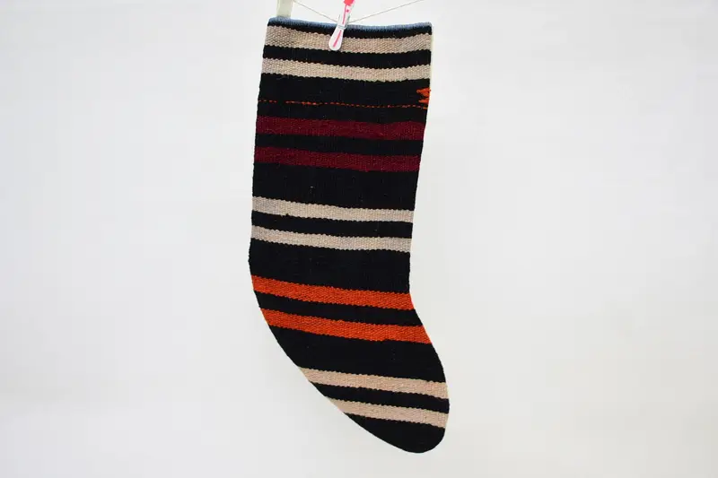 Festlicher Weihnachtsstrumpf in Rot und Orange, 35,6 cm große Weihnachtsdekoration