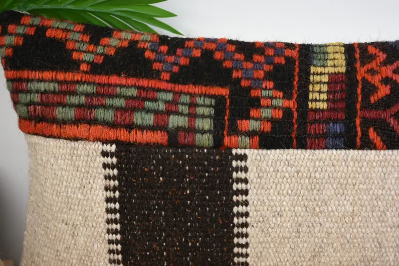 Boho Pillow, Kilim Cushion Sham, Vintage Kilim Pillow, Garden Pillow Case, Cushion, 12x43 White Cushion, Knitted Cushion, Patio Cushion - 2