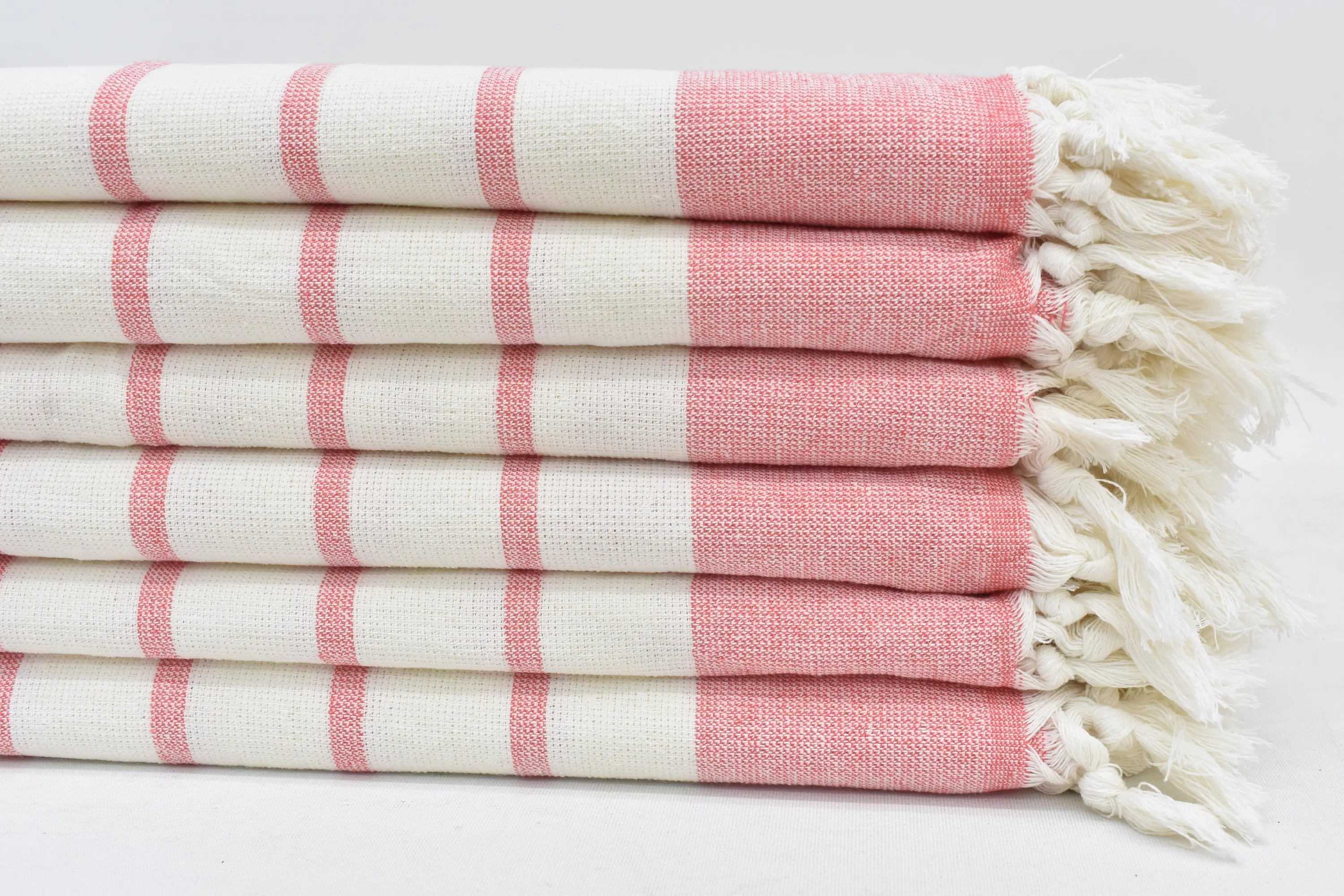Personalized Hand Towel, Red Striped Turkish Cotton Towel, 36x18 Inches - 1