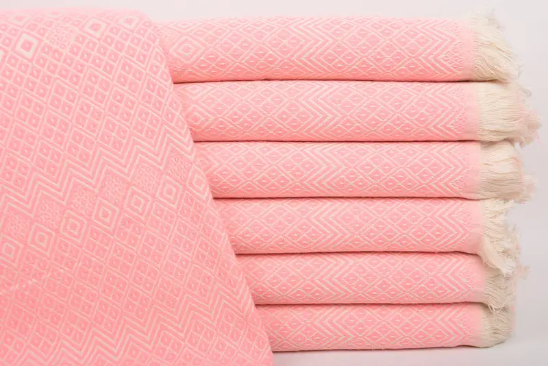 Bright Pink Cotton Towel, Wedding Gift, 40x71 Inches