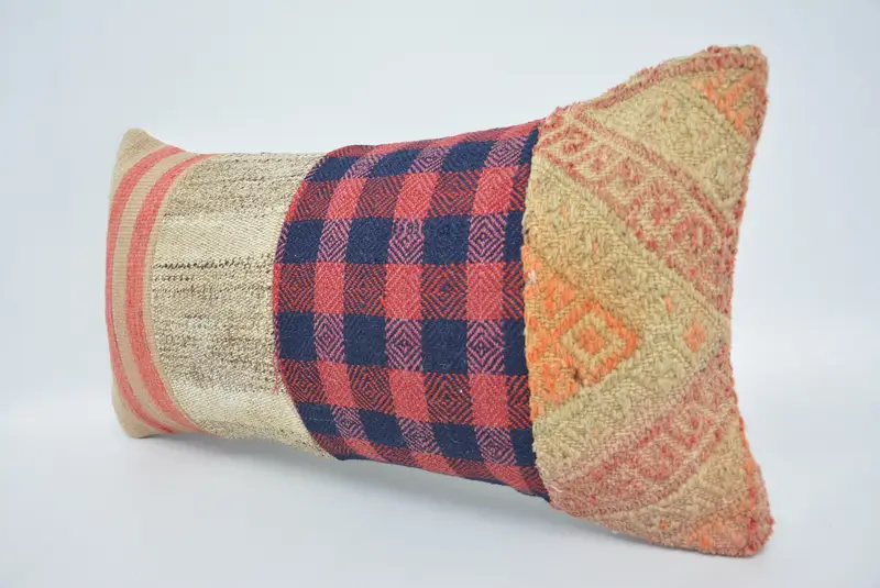 Vintage Kilim Pillow, Gift Pillow, Pet Pillow Sham, Muted Pillow, 12x24 Pink Pillow, Ethnic Throw Pillow Sham, Pillow, Vintage Pillow - 4