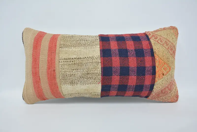 Vintage Kilim Pillow, Gift Pillow, Pet Pillow Sham, Muted Pillow, 12x24 Pink Pillow, Ethnic Throw Pillow Sham, Pillow, Vintage Pillow - 1