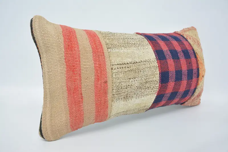 Vintage Kilim Pillow, Gift Pillow, Pet Pillow Sham, Muted Pillow, 12x24 Pink Pillow, Ethnic Throw Pillow Sham, Pillow, Vintage Pillow - 3