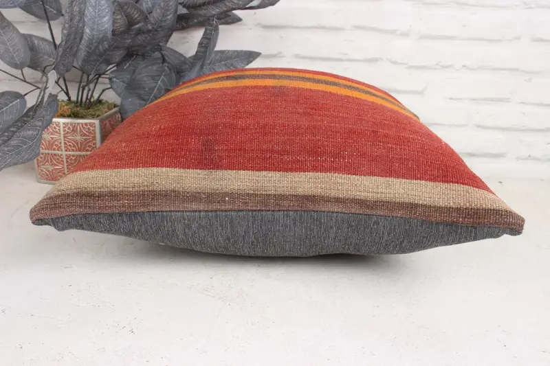 Tribal Pillow Cover, Turkish Kilim Pillow, Gift Pillow, Comfy Throw Cushion Cover, Pillow Cover, Pillow for Couch, 18x18 Red Cushion Cover - 5