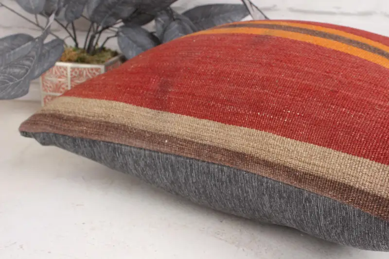 Tribal Pillow Cover, Turkish Kilim Pillow, Gift Pillow, Comfy Throw Cushion Cover, Pillow Cover, Pillow for Couch, 18x18 Red Cushion Cover - 7