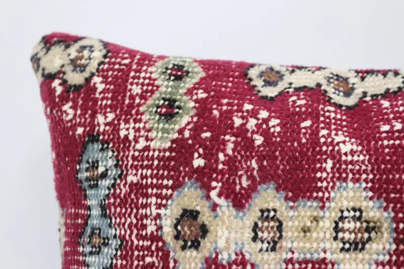 Vintage Pillow, Vintage Kilim Throw Pillow, Pillow Case, Boho Throw Cushion Cover, Boho Pillow Sham Cover, 16x24 Red Pillow Case, Retro Cushion Case - 2
