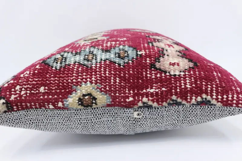 Vintage Pillow, Vintage Kilim Throw Pillow, Pillow Case, Boho Throw Cushion Cover, Boho Pillow Sham Cover, 16x24 Red Pillow Case, Retro Cushion Case - 5
