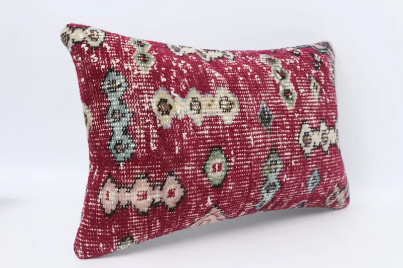 Vintage Pillow, Vintage Kilim Throw Pillow, Pillow Case, Boho Throw Cushion Cover, Boho Pillow Sham Cover, 16x24 Red Pillow Case, Retro Cushion Case - 3