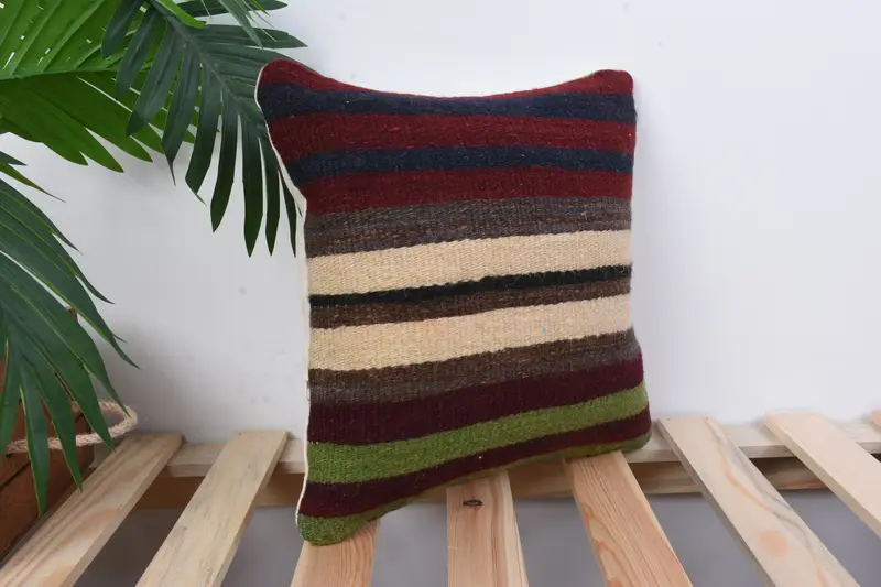Colorful Cushion, Cushion, Kilim Pillow Cover, Antique Pillows, Vintage Kilim Pillow, 12x12 Blue Cushion Cover, Garden Pillow Case - 4