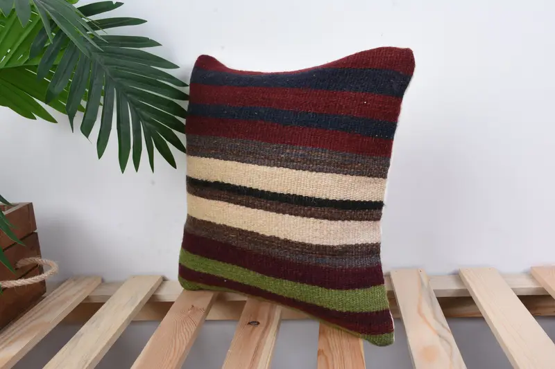 Colorful Cushion, Cushion, Kilim Pillow Cover, Antique Pillows, Vintage Kilim Pillow, 12x12 Blue Cushion Cover, Garden Pillow Case - 5
