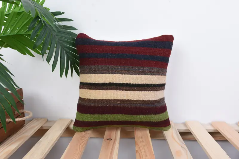 Colorful Cushion, Cushion, Kilim Pillow Cover, Antique Pillows, Vintage Kilim Pillow, 12x12 Blue Cushion Cover, Garden Pillow Case - 1