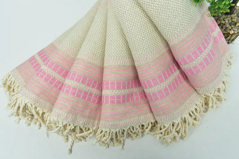 Personalized Gift For Her, Bachelorette Gifts, Handmade Gift, Sand-resistant Turkish towel for travel, 68x40 Linen Striped Towel, Best Beach Towel - 4