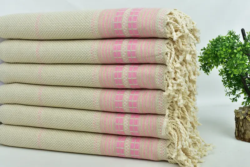 Personalized Gift For Her, Bachelorette Gifts, Handmade Gift, Sand-resistant Turkish towel for travel, 68x40 Linen Striped Towel, Best Beach Towel - 3