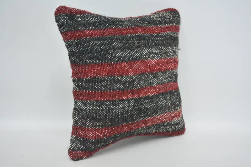 Ethnical Kilim Rug Pillow, Boho Pillow Sham Cover, Home Decor Pillow, Garden Cushion Cover, 12x12 Black Pillow Cover, Cushion Cover - 3