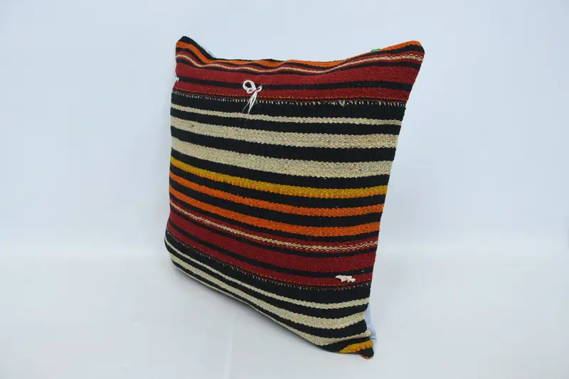 24x24 Red Pillow, Pillow Sham, Square Throw Pillow, Kilim Pillow, Vintage Kilim Pillow, Pastel Pillow Case, Boho Chic Pillow, Turkish Kilim Pillow - 4